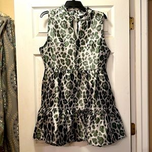KARLIE Leopard Tier Tapestry Dress